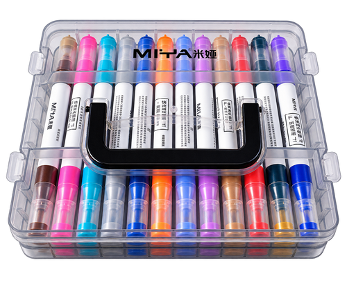 Miya Akrylpennor 24-pack – Färgpennor med dubbelspets